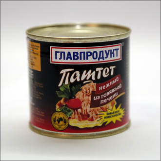 «Паштет нежный из говяжьей печени», торговая марка «Главпродукт».